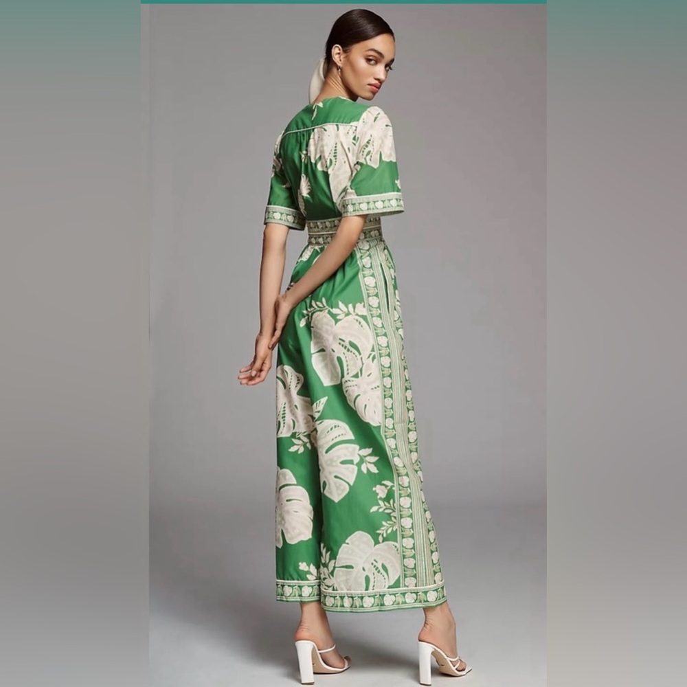 FARM Rio Green and Cream Floral Wide-Leg Jumpsuit - Picture 3 of 5